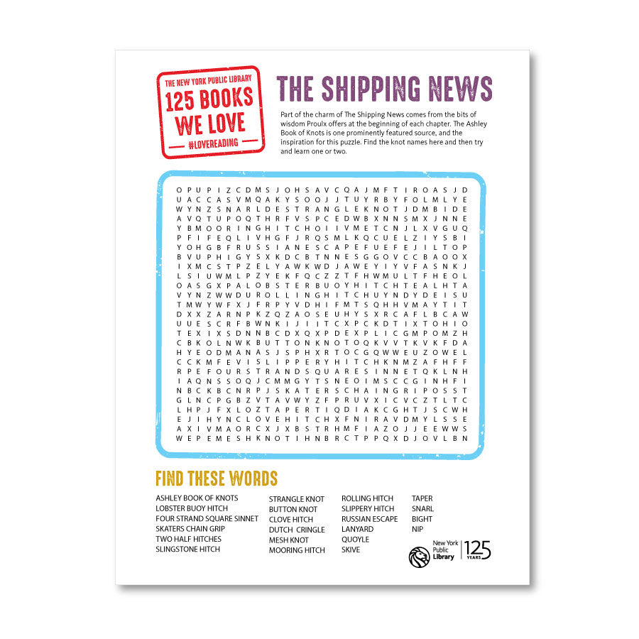 printable word search the shipping news the new york public library shop