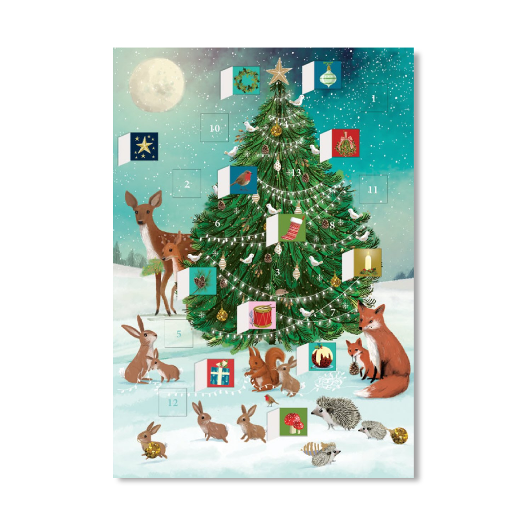 Woodland Creatures Advent Calendar Card