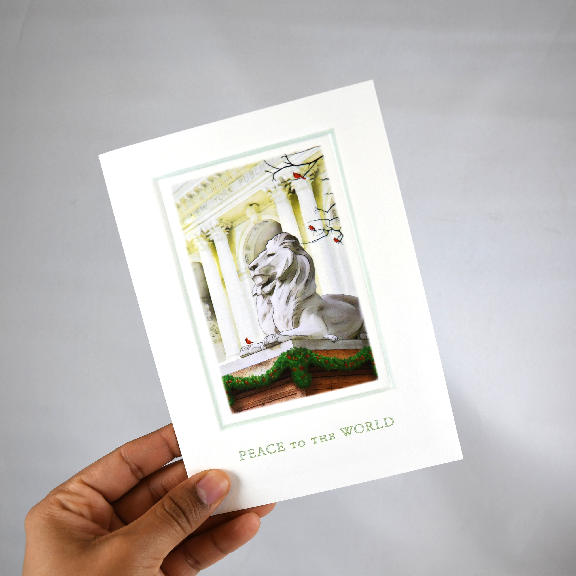 The New York Public Library Lion with Birds Card