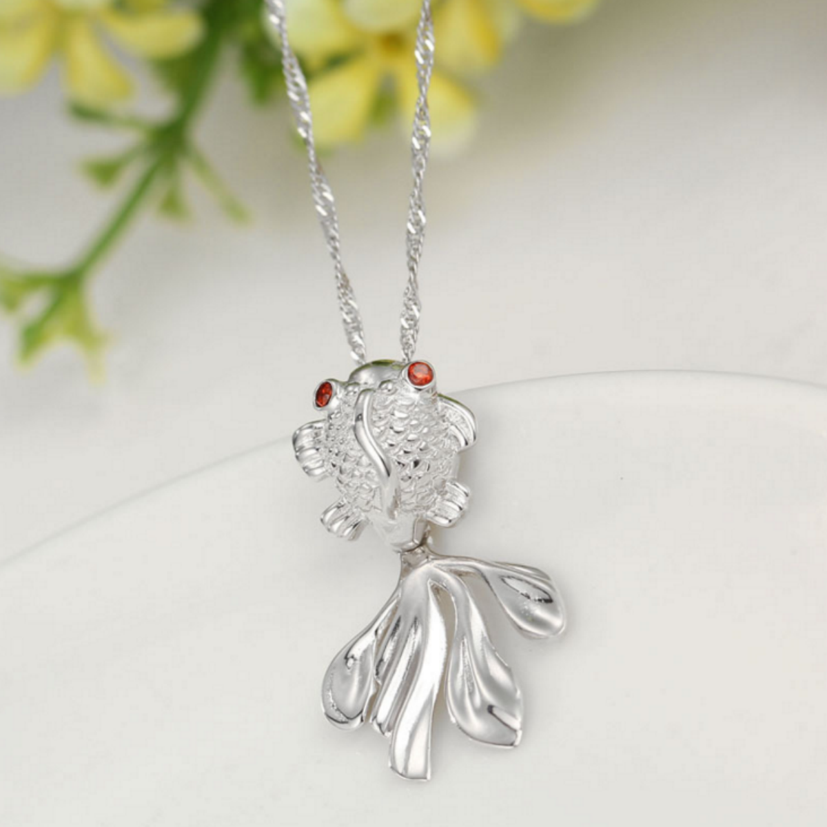 Goldfish Pendant Necklace - 925 Sterling Silver