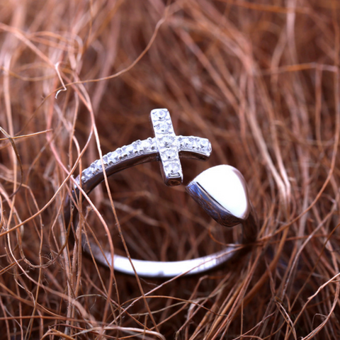 Heart Cross Ring -925 Sterling Silver – Owl J