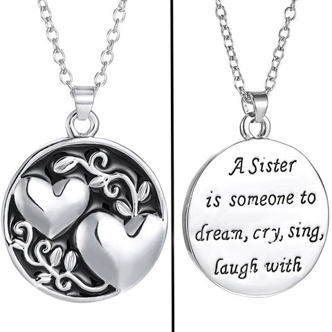 Sisterhood Double Heart Necklace – Owl J