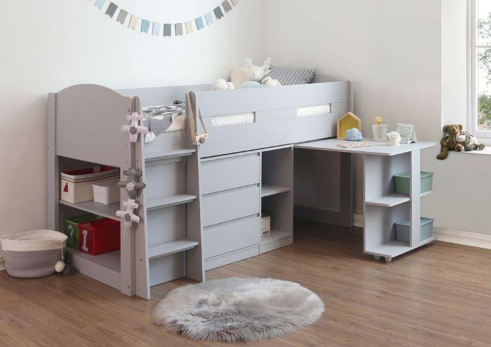 white wooden mid sleeper bed