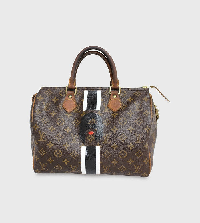 Vintage Custom LOUIS VUITTON Monogram Keepall Bandouliere 45 SPENCER HIBERT  Serpent Hand Painted Travel Duffel Bag VI 883