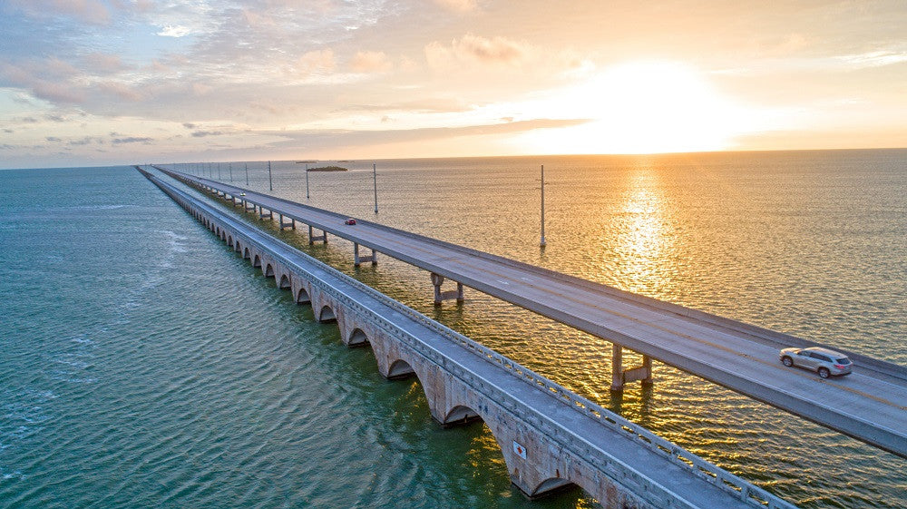 Sunset view of a Florida Keys Bridge