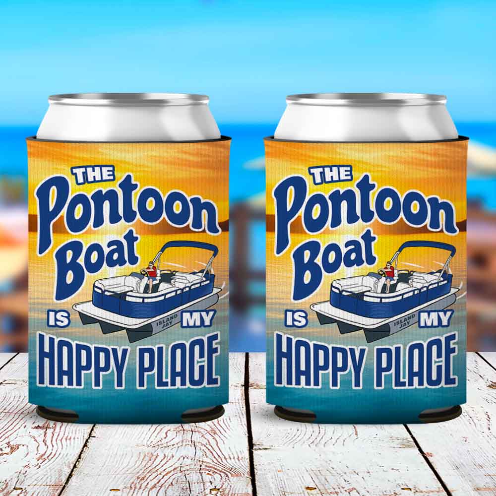 Image of The Pontoon Boat Is my Happy Place Can Cooler Sleeve