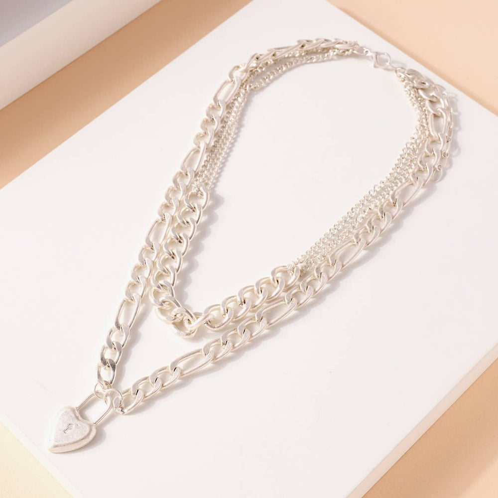 lock charm chunky chain necklace