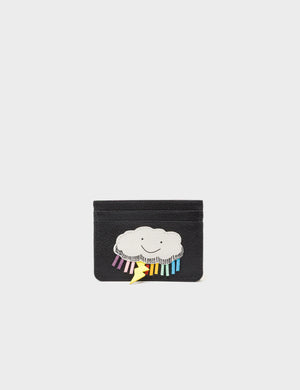 Filium Black Leather Cardholder - Happy Cloud Applique - Min & Mon