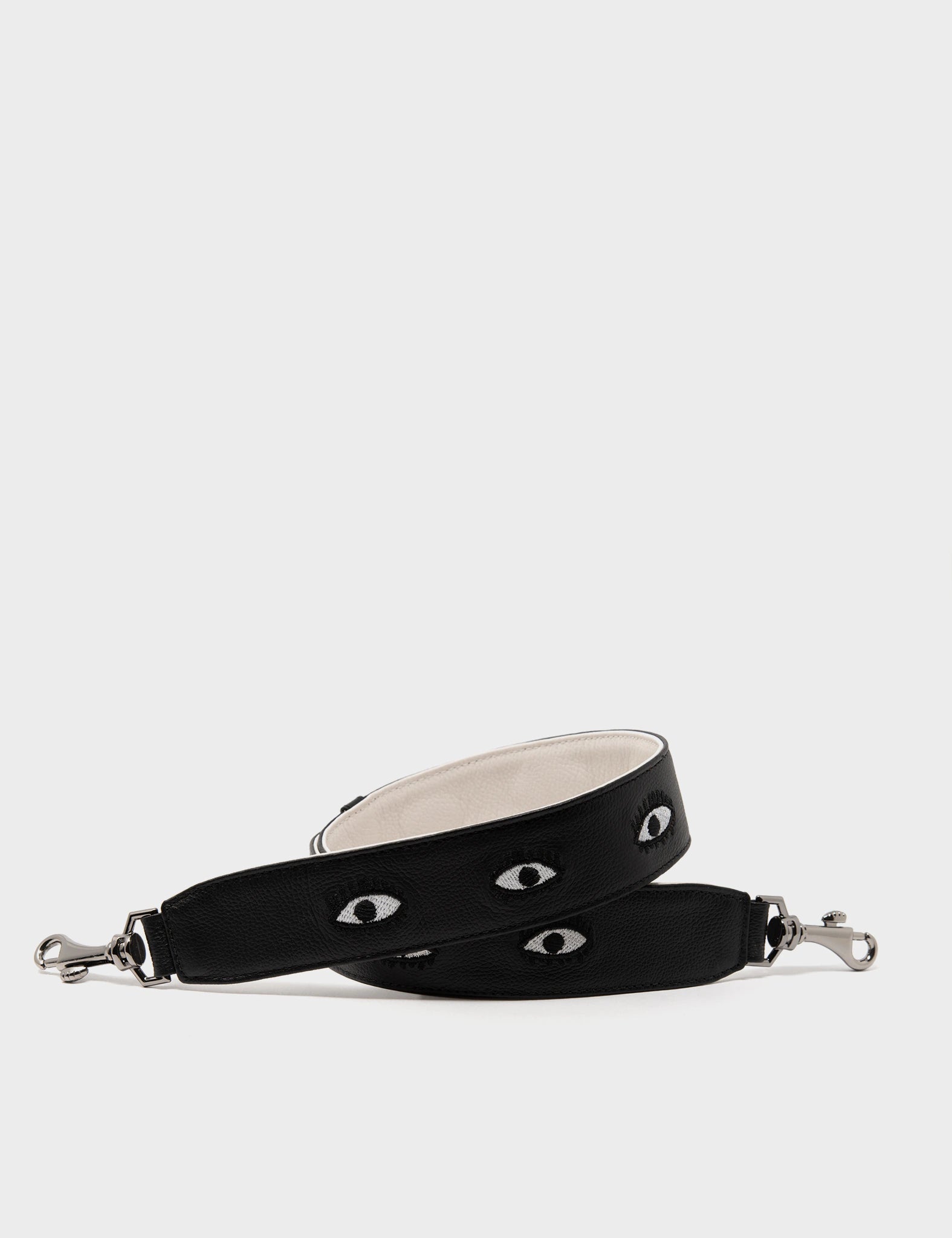 Detachable Black Leather Shoulder Strap - All Over Eyes Embroidery - Min  Mon product image