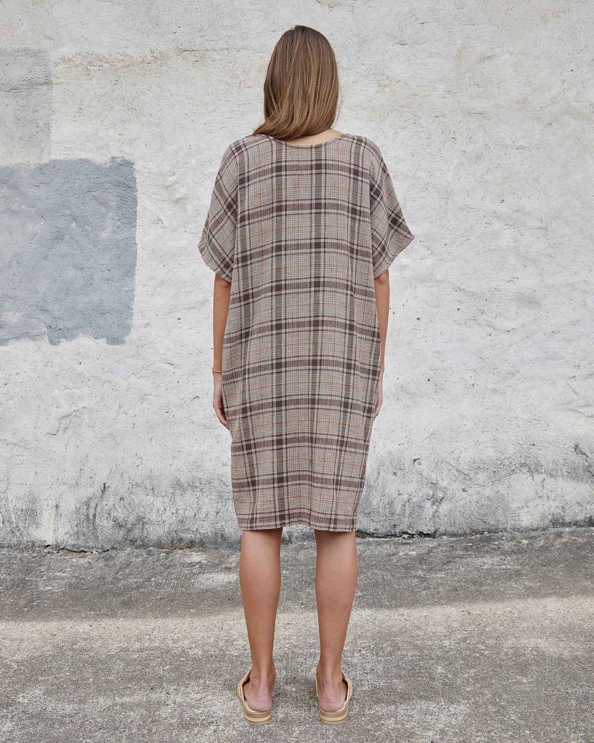 MACI DRESS - BROWN VINTAGE PLAID - M