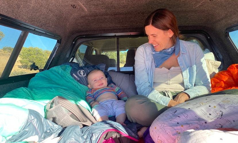 truck camping with a baby