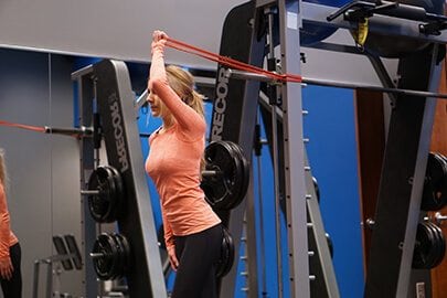 Overhead tricep extension with power band