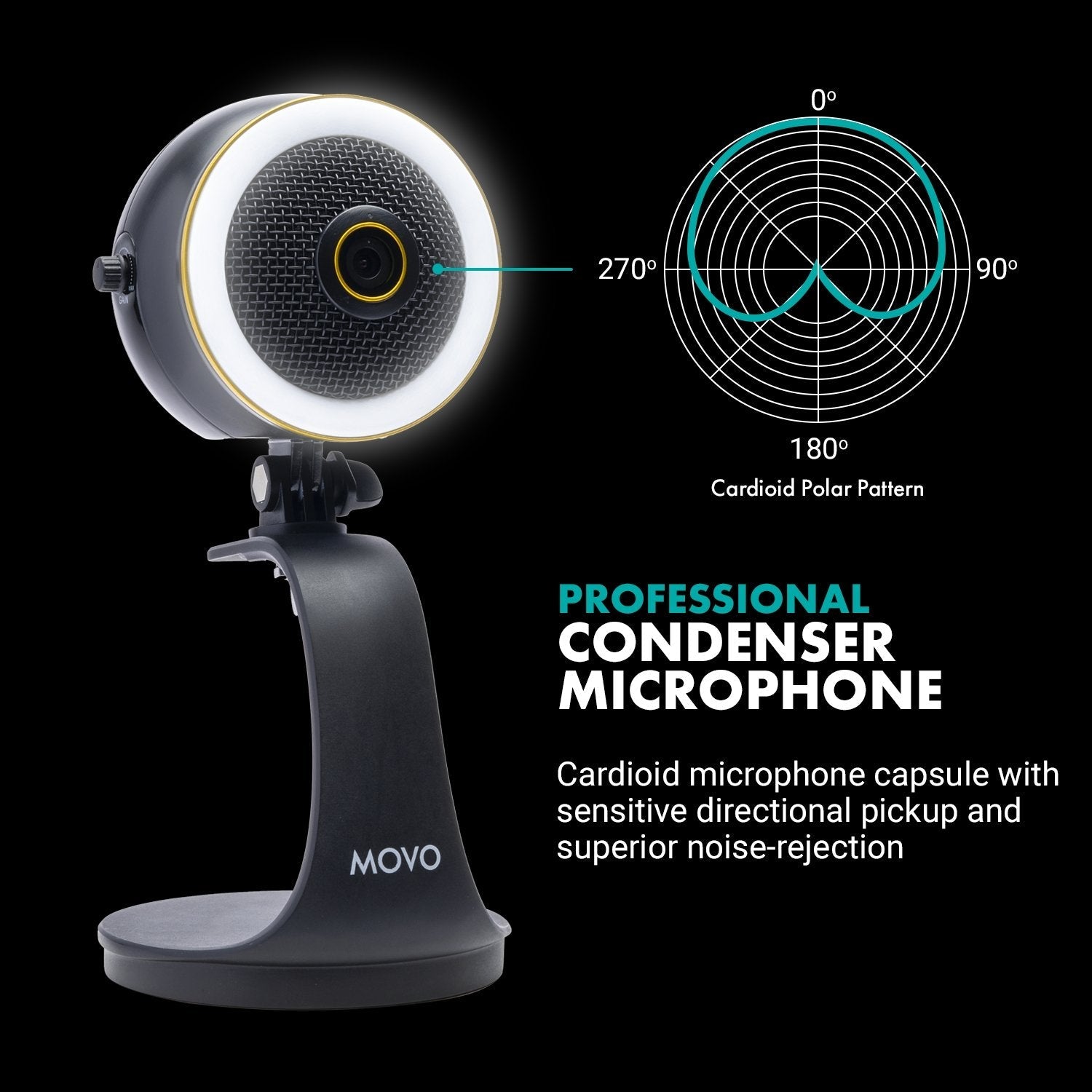 WebMic-HD-Pro | Webcam W/ Microphone + Ring Light | Movo-image-4