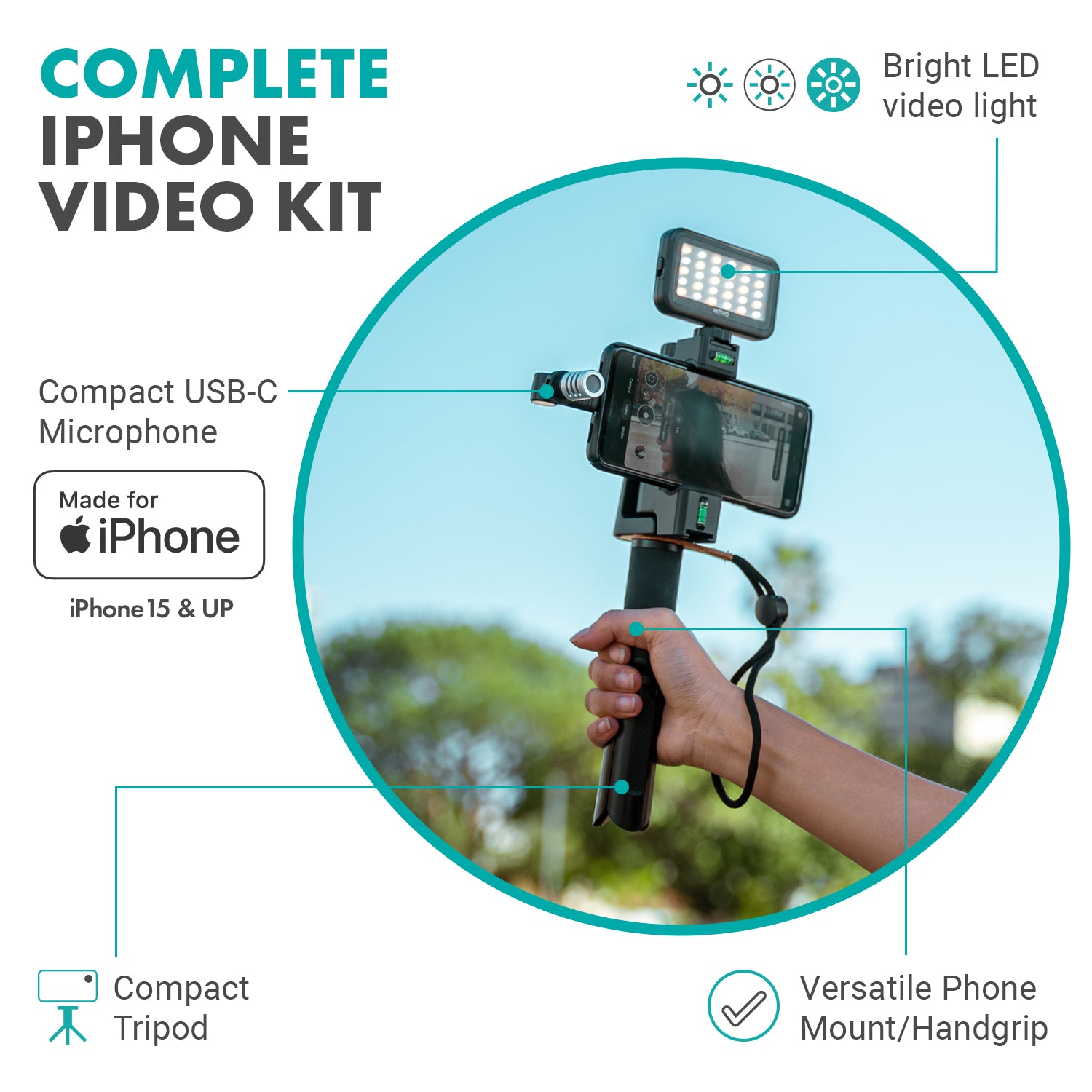 uVlogSK-IP | Vlogging Starter Kit for iPhone15 | Movo-image-1