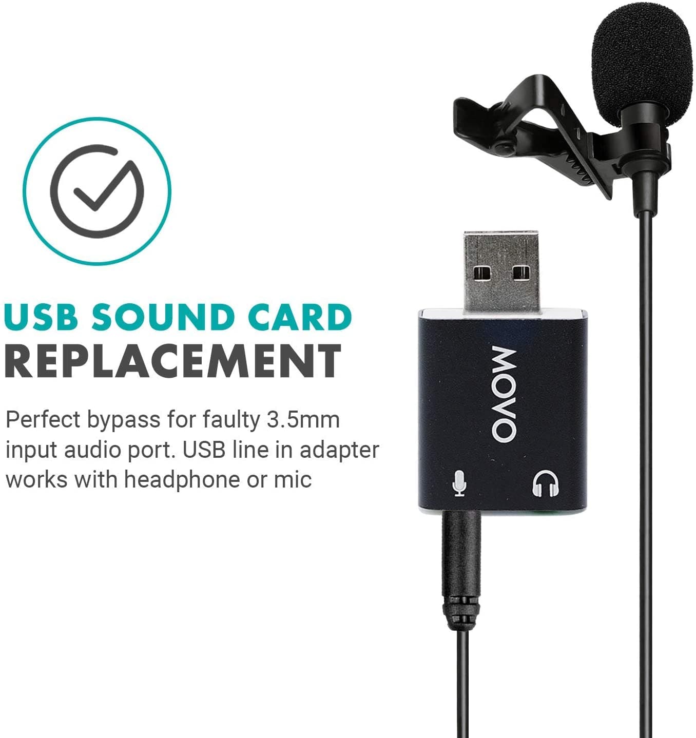 External USB Stereo Sound Card Adapter for PC & Mac Movo