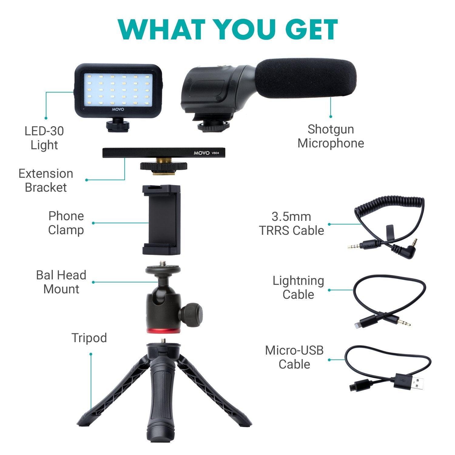 Smartphone Kit W/ Tripod, Light, More | iVlogger