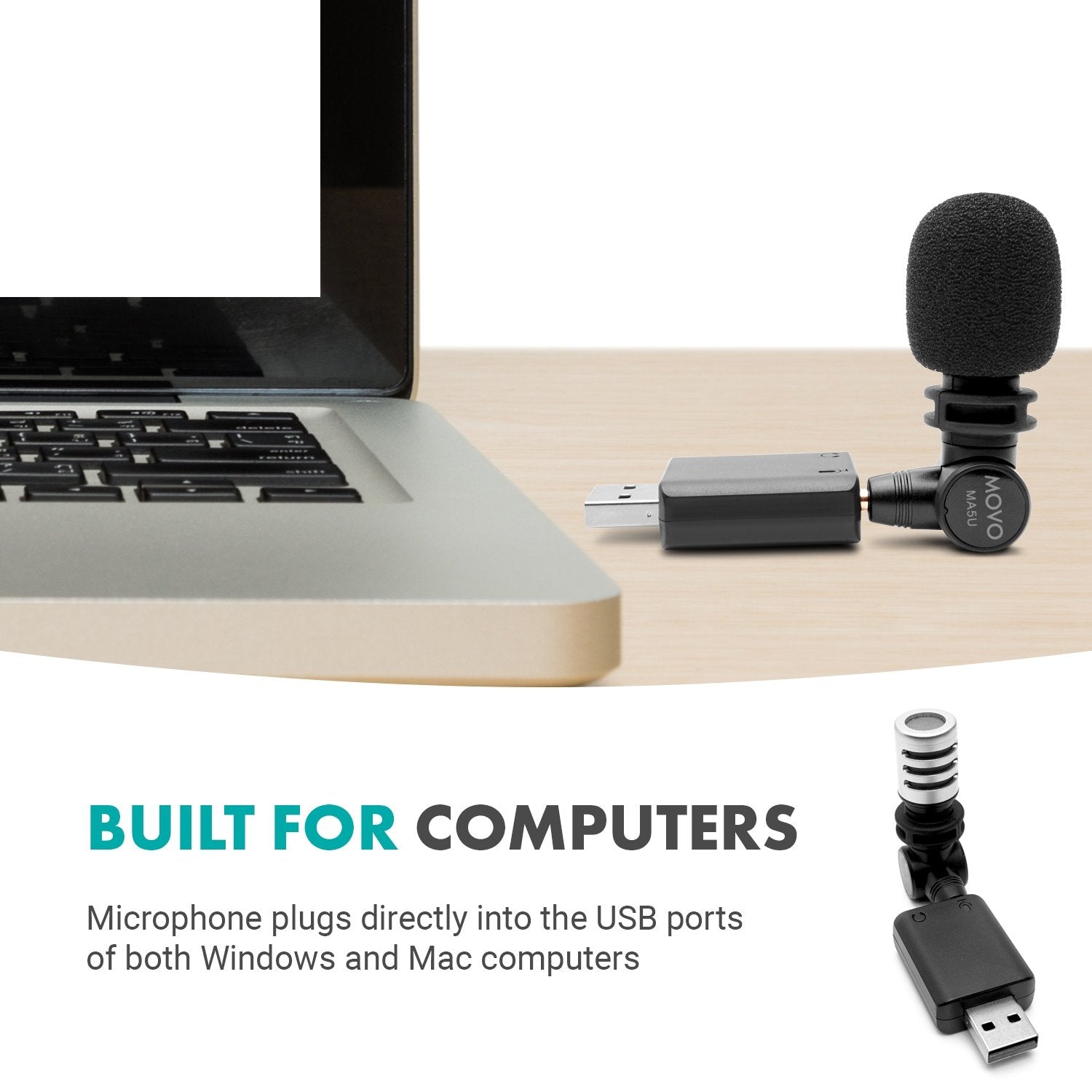 MA5U | Mini Omnidirectional Microphone for Laptop Movo