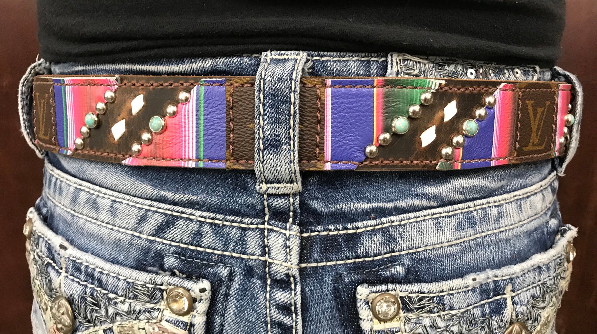 Serape leather with repurposed Louis Vuitton overlay | Rockn&#39;Wilsons