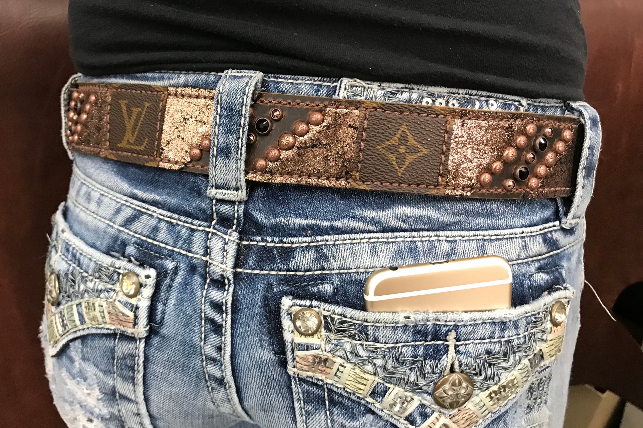 Rose gold with repurposed Louis Vuitton overlay | Rockn&#39;Wilsons