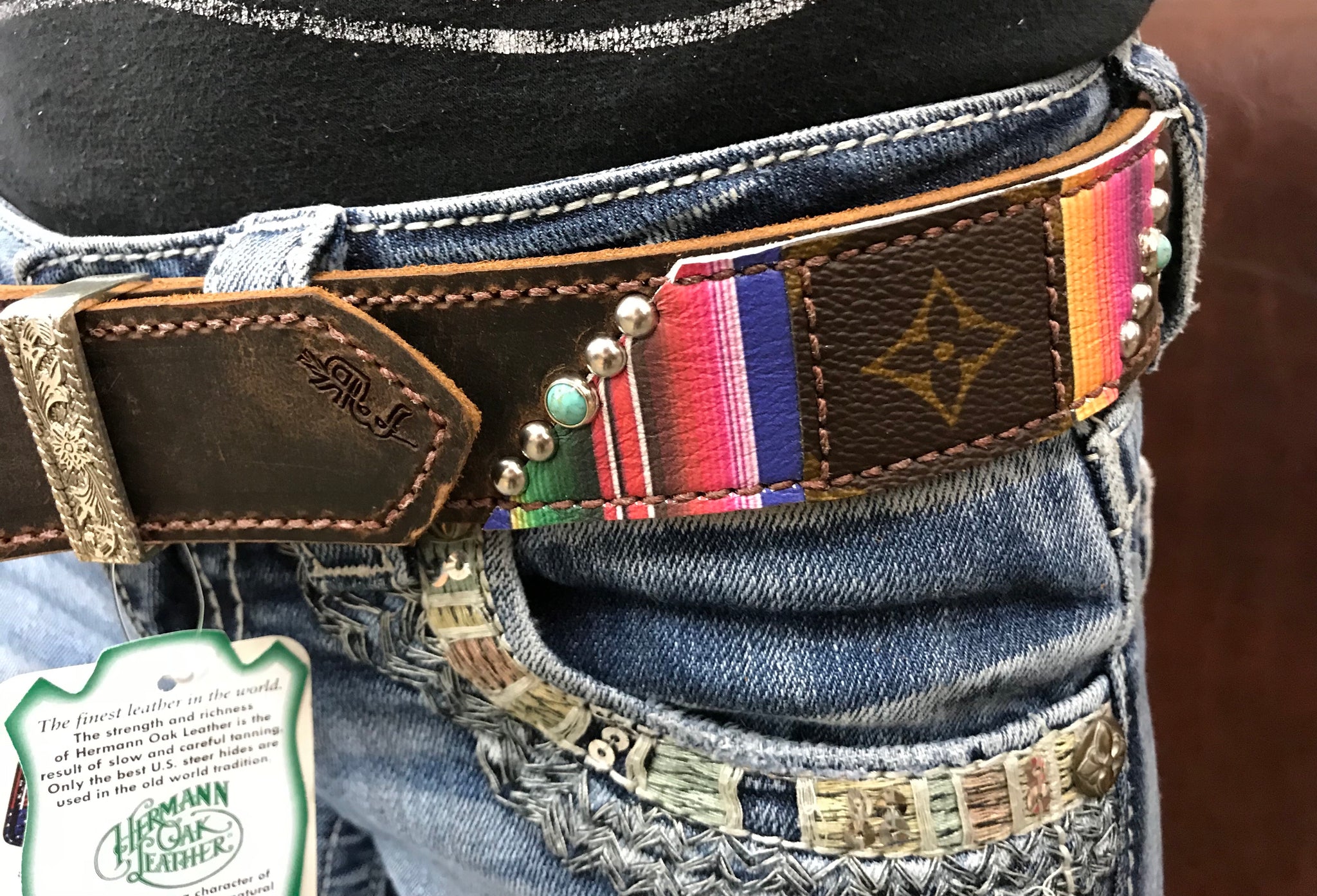 Serape leather with repurposed Louis Vuitton overlay | Rockn&#39;Wilsons