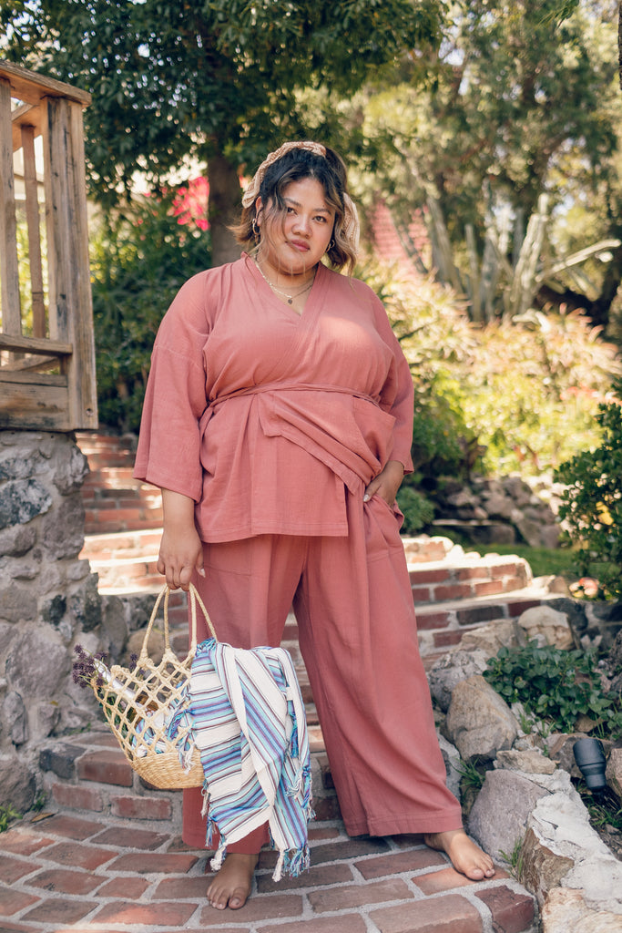 Kardeş Loungewear Top and Pants in Canyon Rose