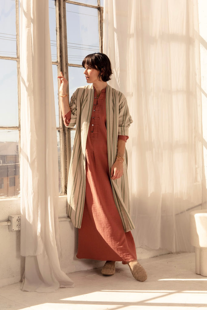– Robe Sustainably Luxury Robe and Lilac Cotton Grey | Leyla Made in Turkish 100% Handwoven OddBird | Unisex