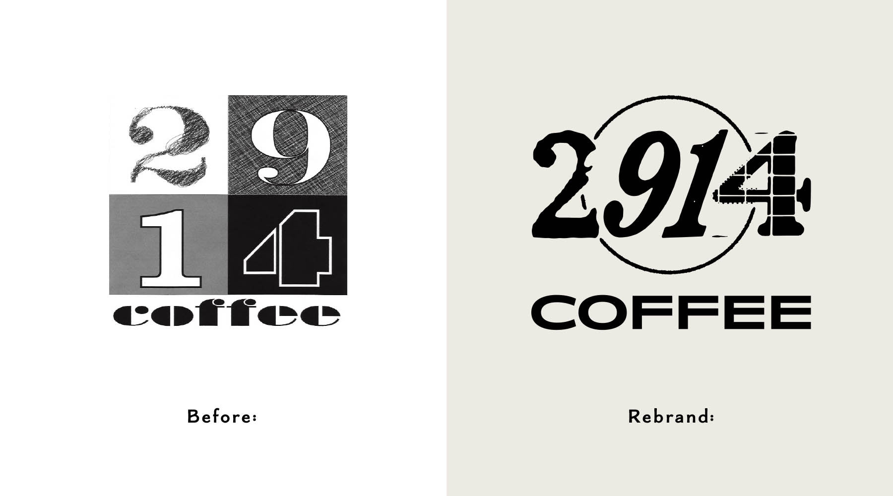 before and after branding 2914 coffee