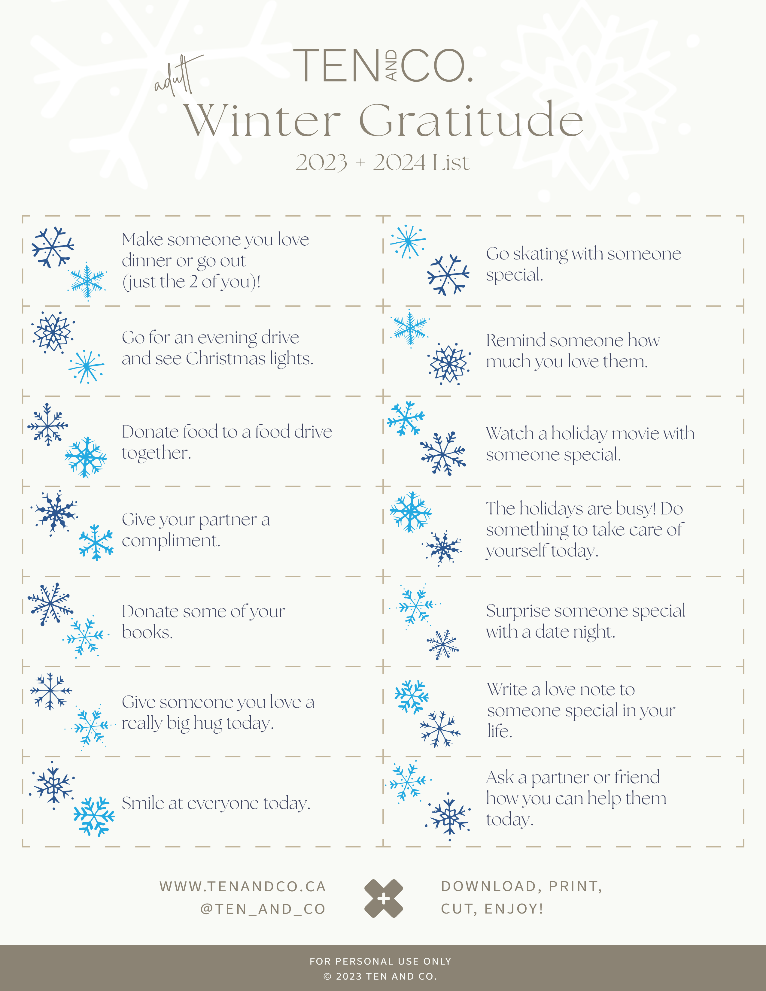 Ten and Co. Winter Gratitude List