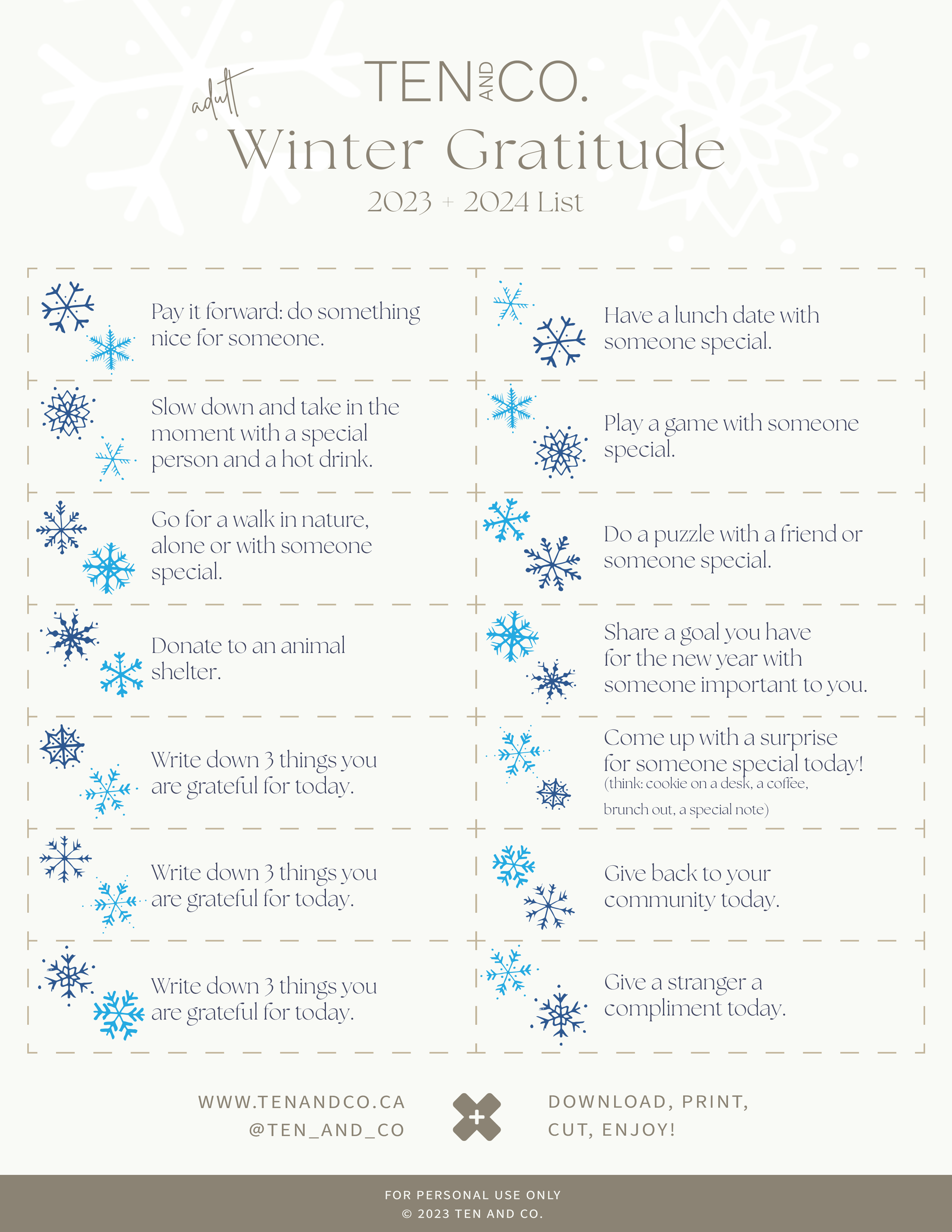 Ten and Co. Winter Gratitude List