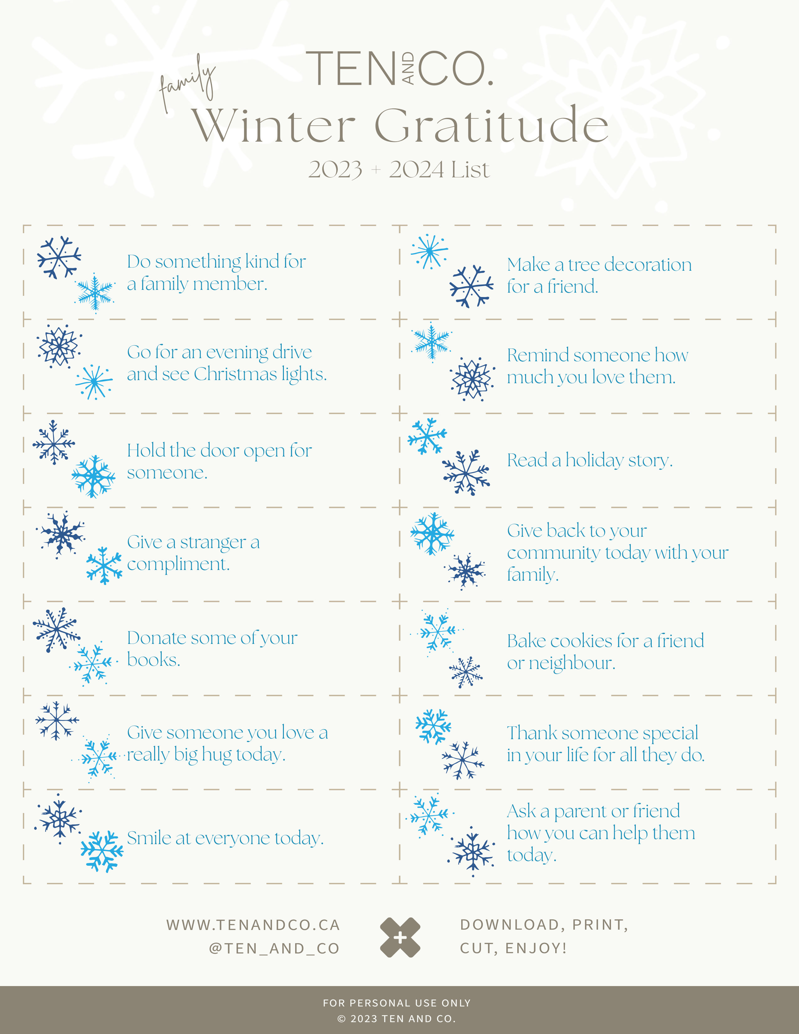 Ten and Co. Winter Gratitude List