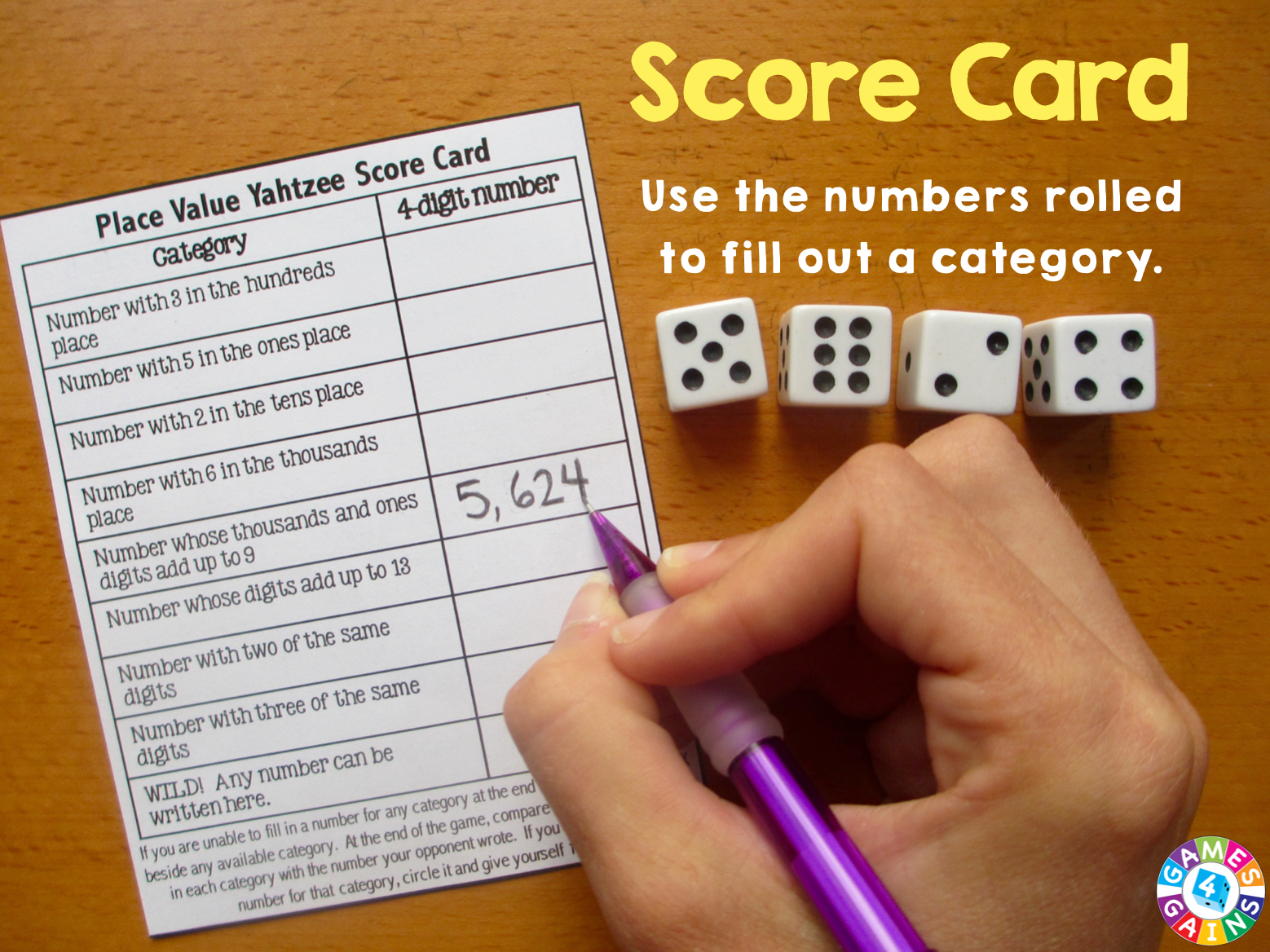 Score Some Points with Place Value Yahtzee! – Games 4 Gains