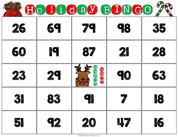 Christmas Math Bingo Game - 2nd Grade – Games 4 Gains