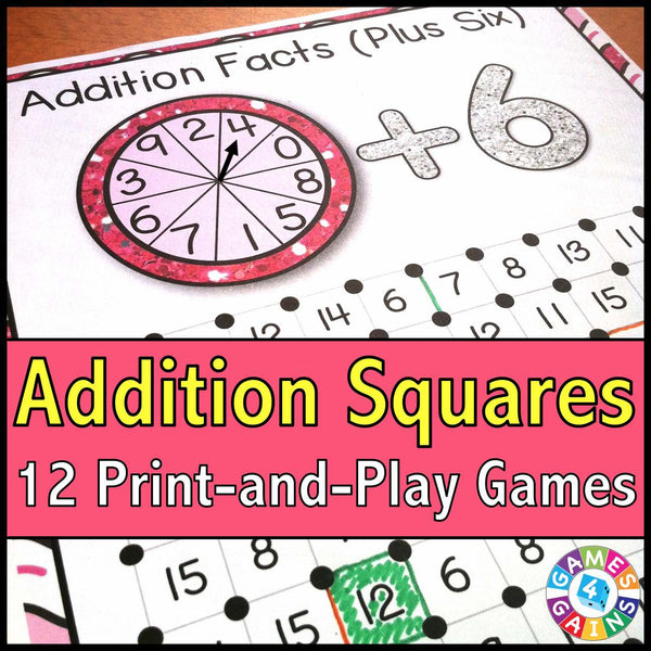 Addition 'Squares' Game – Games 4 Gains