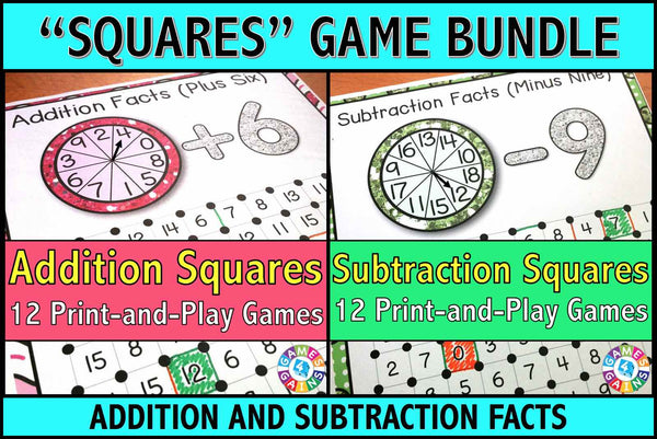 Addition and Subtraction 'Squares' Games Bundle – Games 4 Gains