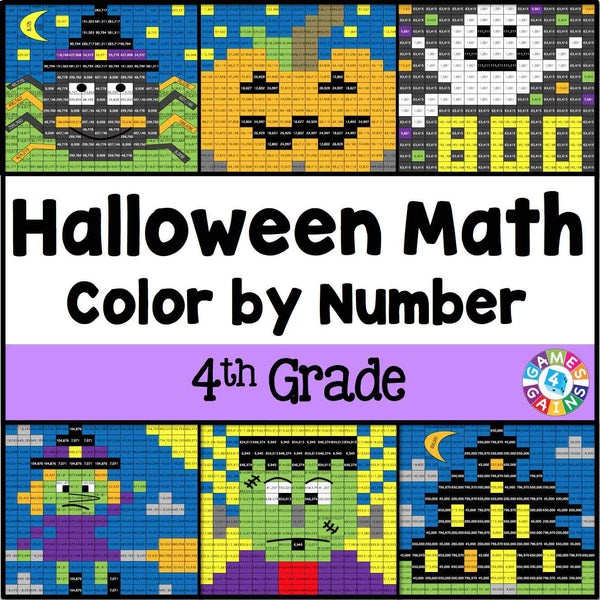 Halloween Math ColorbyNumber 4th Grade Games 4 Gains