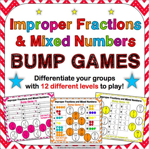 Mixed Numbers and Improper Fractions Bump Games – Games 4 Gains