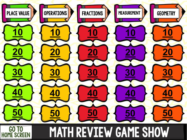 Jeopardy Math Review Game 4th Grade Games 4 Gains