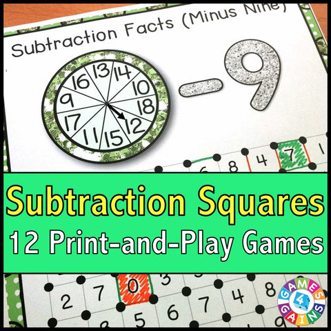 Subtraction 'Squares' Game – Games 4 Gains