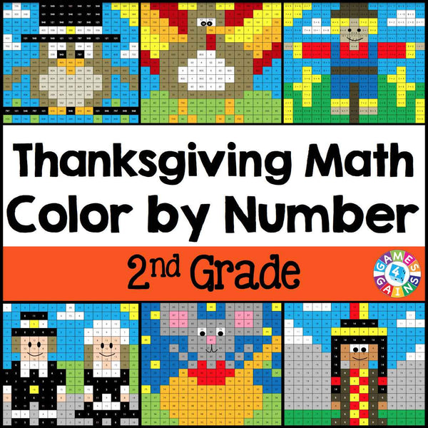 Thanksgiving Math Color-by-Number - 2nd Grade – Games 4 Gains