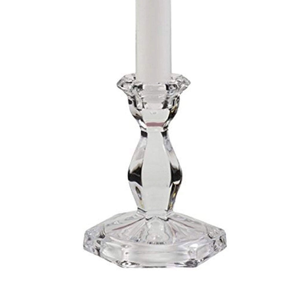 Clear Glass Taper Candle Holder With Hexagon Bottom - 4 Inch — Candlestock