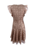 Tommy Hilfiger Women's Flutter-Sleeve Lace Fit & Flare Dress (14, Cafe)