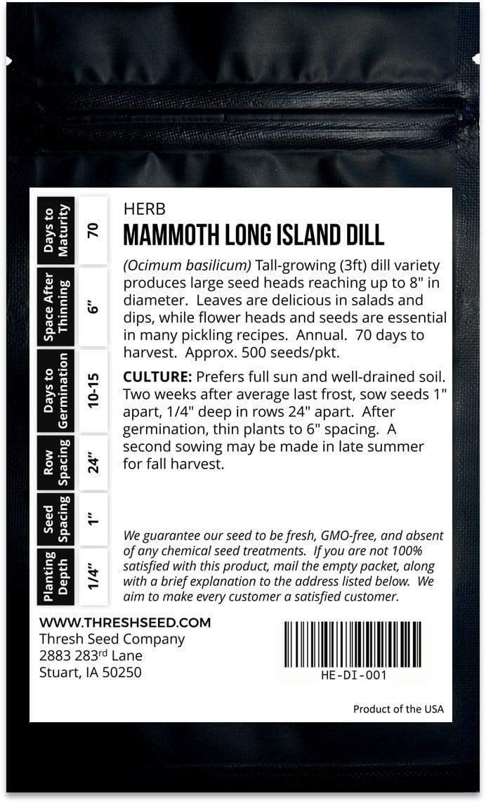 Mammoth Long Island Dill Seeds