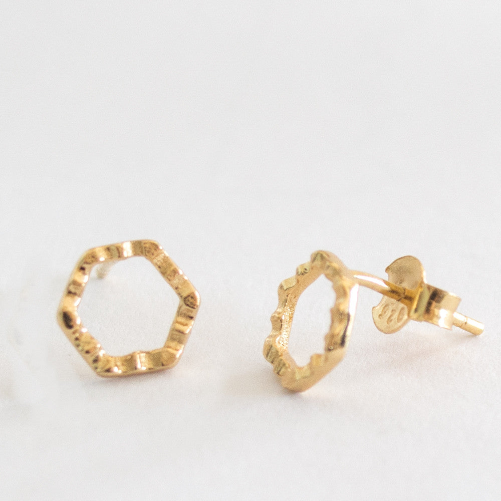 Crimped Hex Stud - Gold – Lovehate Australia