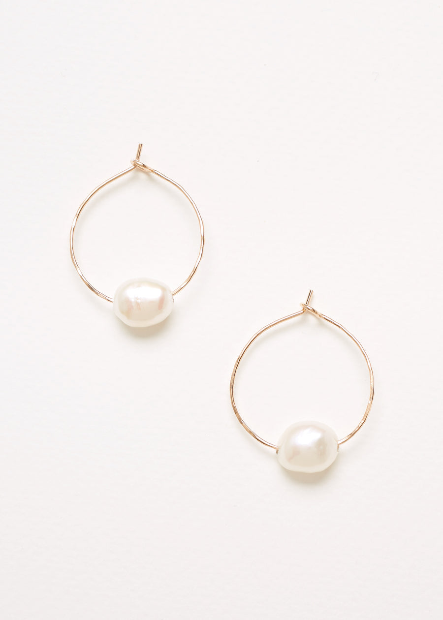 pearl hoop earrings silver