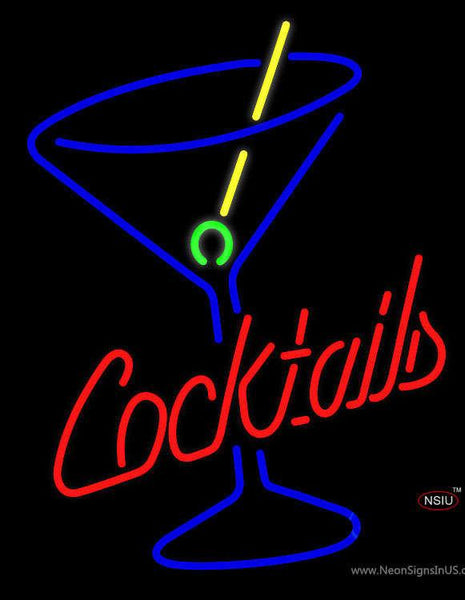 Cocktails and Martini Glass Handmade Art Neon Sign