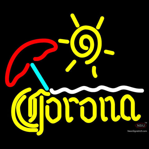 Corona Beach Sun Umbrella On Sand Neon Beer Sign x