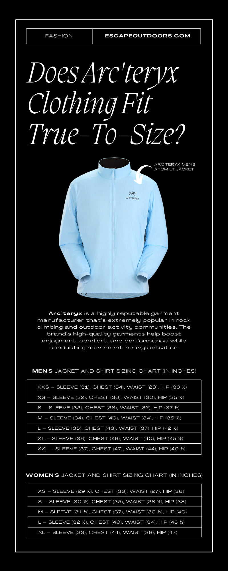 Egenskab Resultat volleyball Does Arc'teryx Clothing Fit True-To-Size?