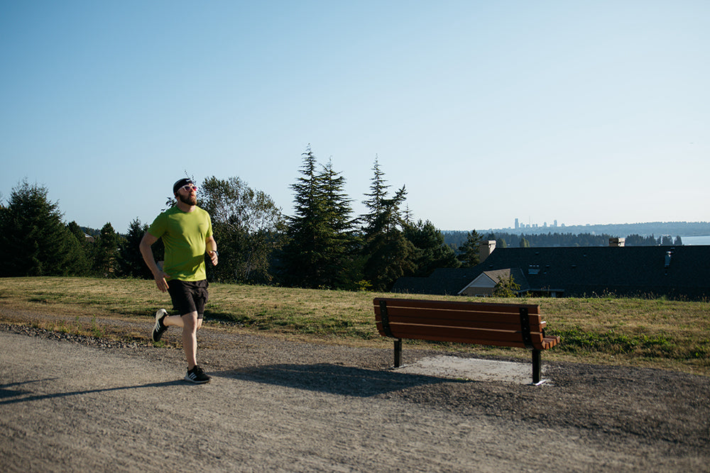 Man running on a path in Seattle