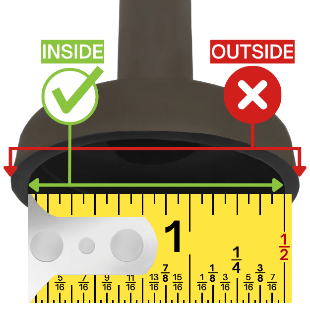 Correct location to measure a furniture cups inside diameter
