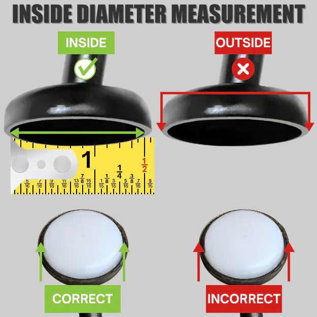 Location to measure a furniture cup's inside diameter